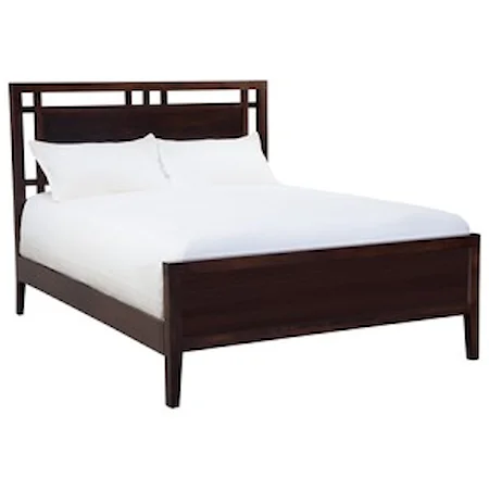 Contemporary Queen Gridwork Bed with Low Footboard